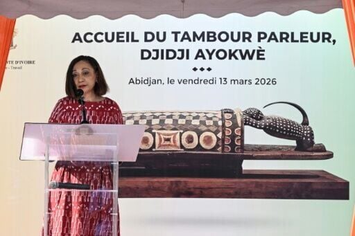 Ivorian Culture Minister Francoise Remarck welcomed the return of the 'talking drum'
