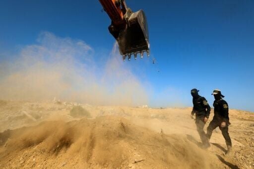 The Palestinian militant group Islamic Jihad at a search in Nuseirat in the central Gaza Strip on November 21