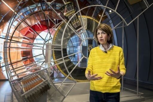 CERN Director General Fabiola Gianotti speaks during an interview with AFP on the Future Particle Collider near Geneva