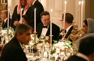Billionaire Elon Musk was among those attending the official dinner at the White House