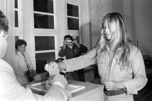 Brigitte Bardot voting in 1981 presidential elections