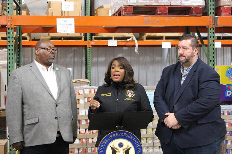 Sewell press conference at Selma Area Food Bank