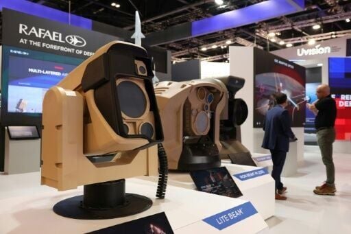 A laser-based system from Israeli defense group Rafael at a London arms fair in September 2025