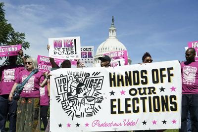 Concern about election interference by the Trump administration sparked this rally in Washington, D.C., on Sept, 15, 2026.