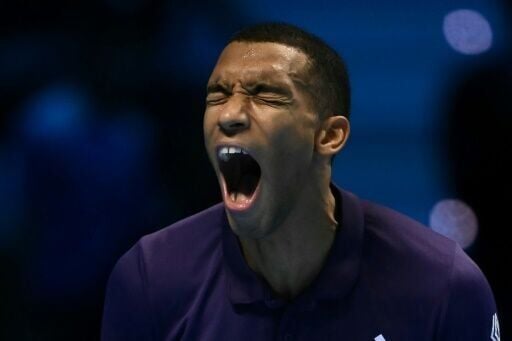 Felix Auger-Aliassime celebrates after beating Ben Shelton