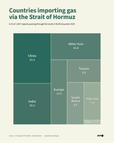 Countries importing gas via the Strait of Hormuz
