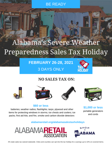 Severe weather preparedness tax free holiday starts on Friday