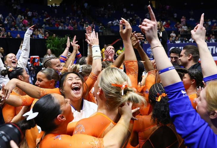 No. 3 Florida celebrates after winning the SEC Championships