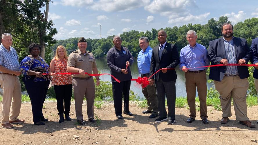 Riverbank stabilization project ribbon cutting