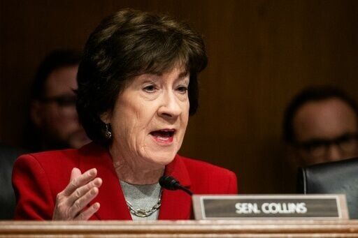 US Senator Susan Collins, Republican from Maine seen during a Senate hearing in March 2025