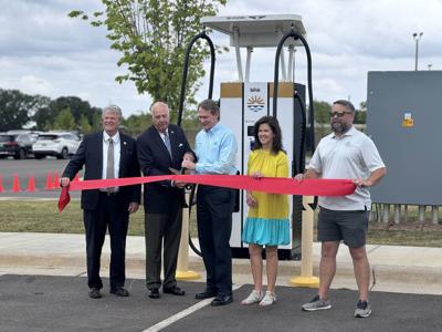 Ribbon cutting at charging station in Montgomery
