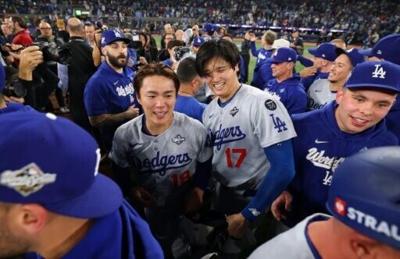 The Los Angeles Dodgers' Yoshinobu Yamamoto (left) and Shohei Ohtani have both been named in Japan's squad for the World Baseball Classic