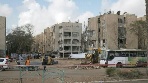 Damaged residential buildings after Iranian strikes on Israel's Arad