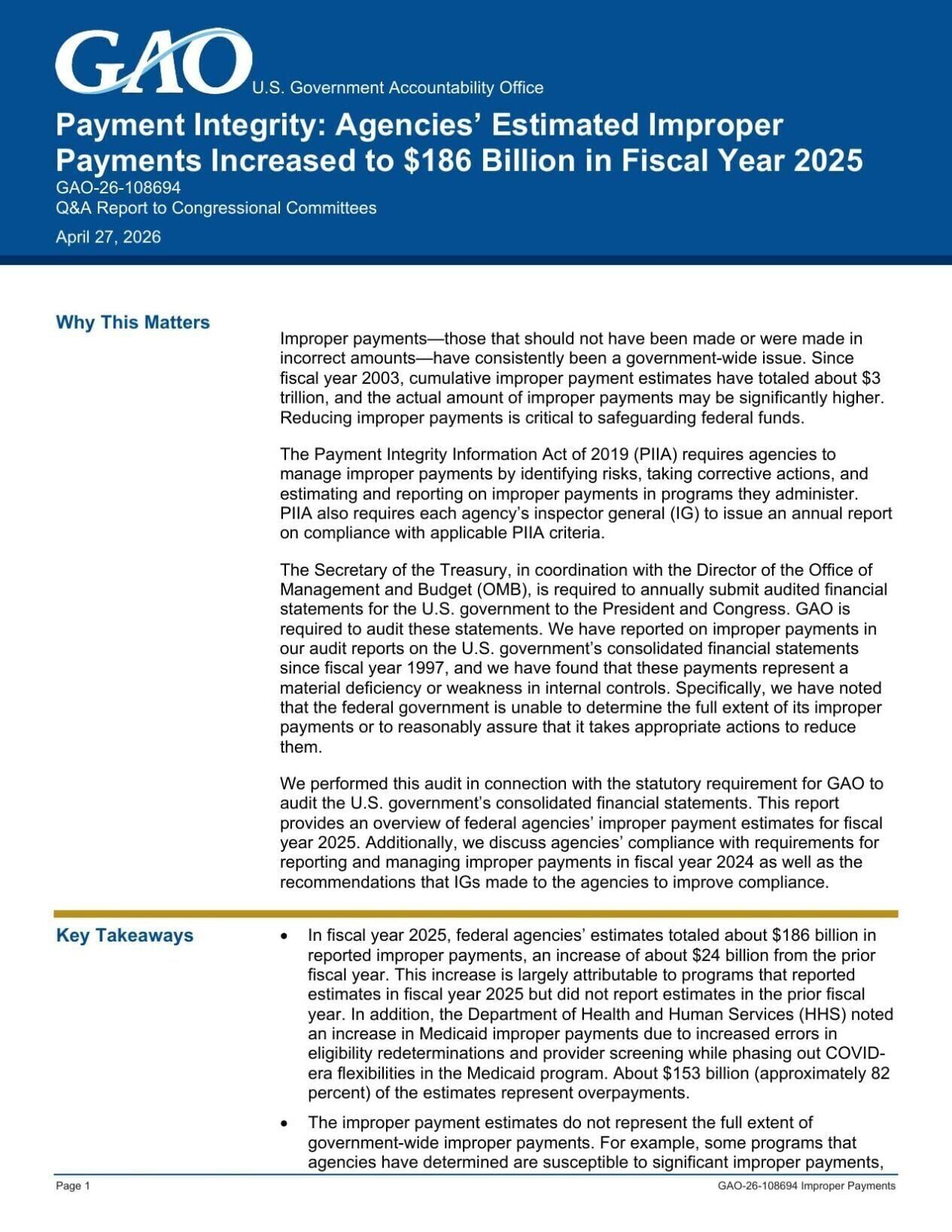 GAO improper payments 2026