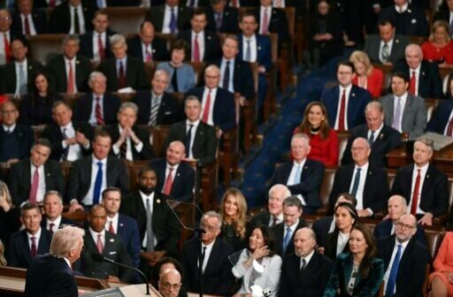Republicans repeatedly stood to clap for President Donald Trump at the State of the Union speech but Democrats mostly sat in protest