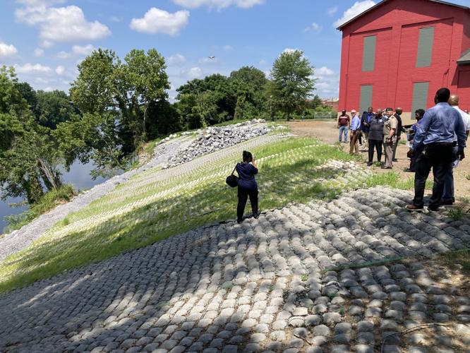 New riverbank behind amphitheater