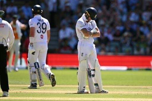 Alone at the helm: England's Ben Stokes reacts after Jamie Smith was given out in a another Snicko controversy