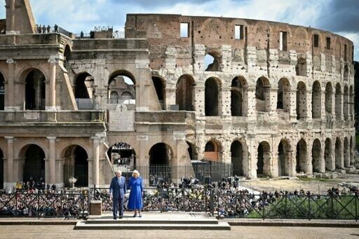 Charles and Camilla pose at Colosseum in pomp-filled Italy visit