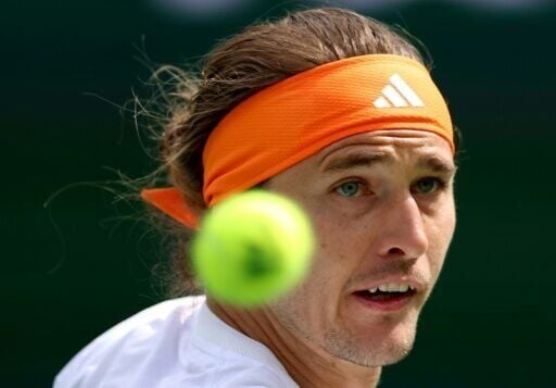 Eye on the ball: Germany's Alexander Zverev on the way to a second-round victory over Italian Matteo Berrettini in the Indian Wells ATP/WTA Masters 1000