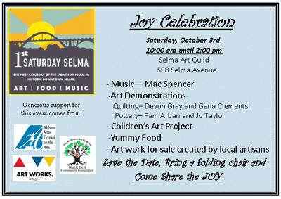 Selma Art Guild to host Joy Celebration on Oct. 3