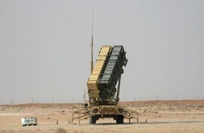 A Patriot missile battery pictured near the Prince Sultan Air Base at Al Kharj on February 20