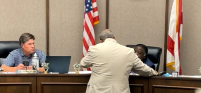 Perkins and Young at Selma City Council meeting