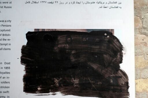 In an exhibition of Behzad's painting at Herat's citadel, some faces have been painted black under the Taliban authorities' strict interpretation of Islamic law