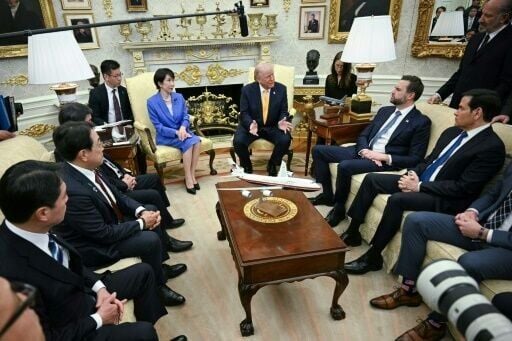 US President Donald Trump meets with Japan's Prime Minister Sanae Takaichi in the Oval Office of the White House in Washington on March 19, 2026