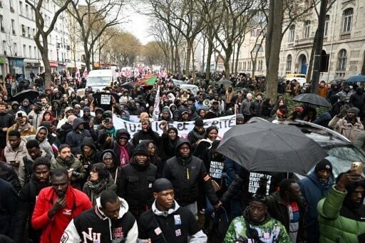 Several thousand people protested in Paris in January over the death of a Mauritanian immigrant worker in police custody