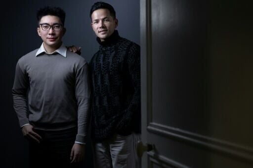 Phan Huy poses with co-founder and CEO Steven Doan ahead of their official debut in Paris