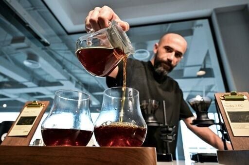 Serkan Sagsoz prepares the world's most expensive coffee