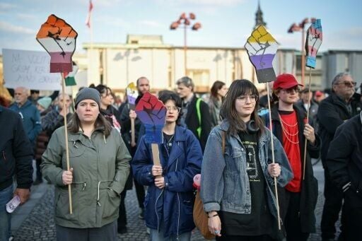 People gathered in front of Slovenia's parliament to urge fellow citizens to vote