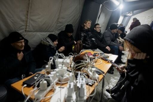 Residents had to charge their devices in pop-up tents during the blackout