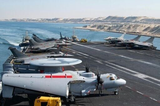 The Charles de Gaulle and its escorts were on Wednesday transiting through the Suez Canal
