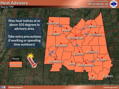 Central Alabama under heat advisory until 7 p.m.