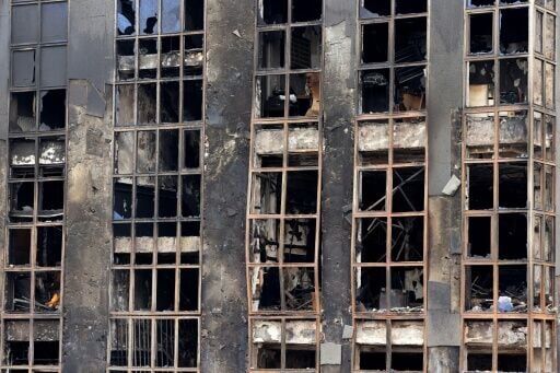 A building burned during the recent protests in Iran, demonstrations in which thousands of people died