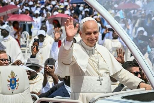 Pope Leo XIV greeted with songs and cheers in Angola's remote, diamond-rich northeast Saurimo