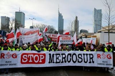 Many arrived on tractors but were blocked from entering the capital