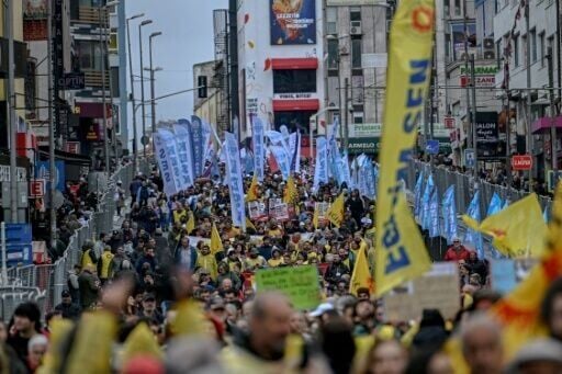 There was a large turnout in Istanbul, monitored by a heavy police presence