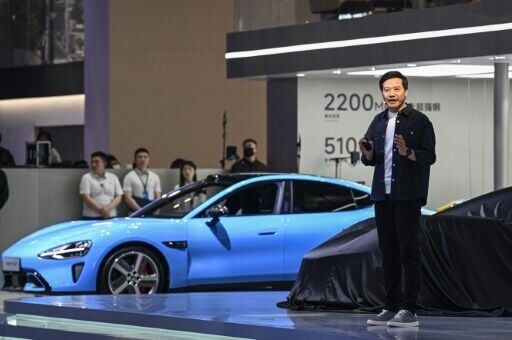 Lei Jun, chairman and CEO of Xiaomi, introduces Xiaomi's Vision Gran Turismo concept car at the Beijing Auto Show in Beijing on April 24, 2026