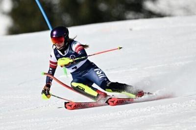 Mikaela Shiffrin was fastest in the first run of the women's slalom event during the 2026 Milan-Cortina Winter Olympics