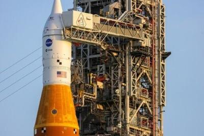 NASA's Artemis II Space Launch System rocket and Orion spacecraft rest on Launch Pad 39B at Kennedy Space Center in Cape Canaveral, Florida, on March 31, 2026
