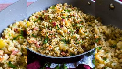 Caramelized Onion & Bacon Rice