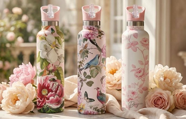 Floral water bottles by Bougie Bottle