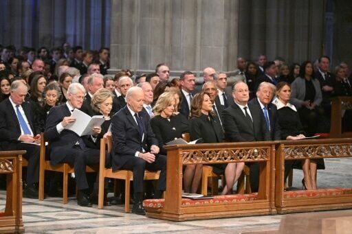 Jimmy Carter briefly unites US as presidents attend funeral