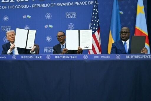 US President Donald Trump took part in the signing ceremony of a peace deal with the President of Rwanda Paul Kagame and the President of the Democratic Republic of the Congo Felix Tshisekedi
