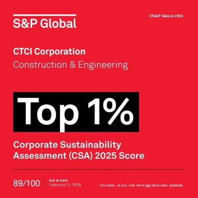 CTCI Earns Top-1% Ranking in S&P Global's Sustainability Yearbook for the Fourth Consecutive Year, Leading the Global Construction & Engineering Sector