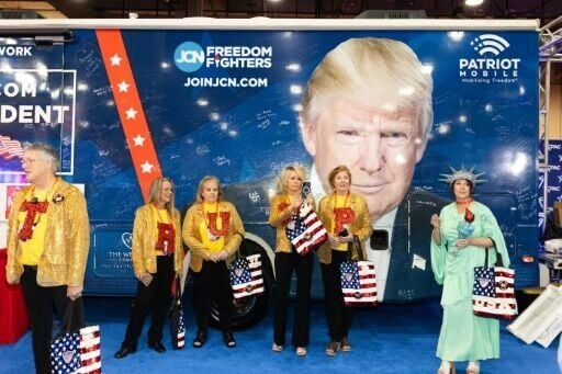 Attendees wear shirts spelling out “TRUMP” during the Conservative Political Action Conference at the Gaylord Texan Resort & Convention Center, in Grapevine, Texas