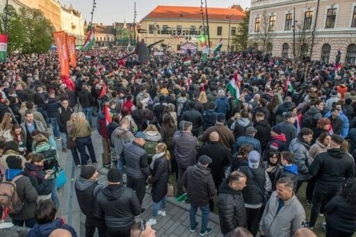Orban supporters gathered in Hungary's second largest city Debrecen