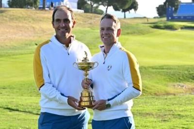 Luke Donald (R) and Edoardo Molinari (L) will team up again in Europe's bid for a third straight Ryder Cup title